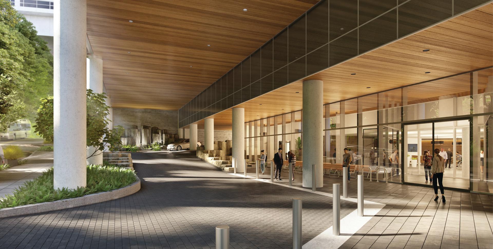 Drop-off and pick-up area in front of OHSU Vista Pavilion